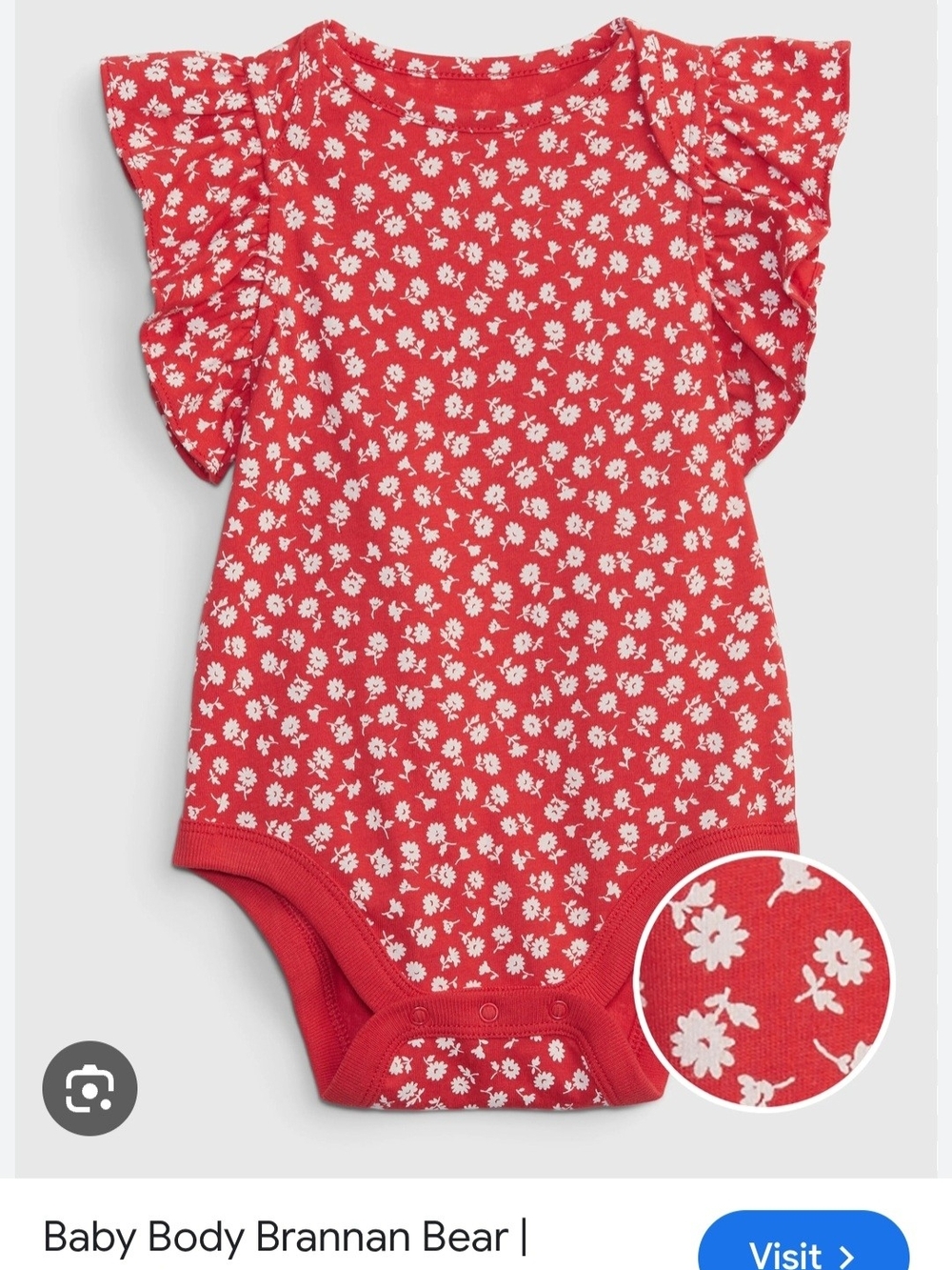 GAP Red Floral Baby One-Piece Bodysuit and Matching Shorts